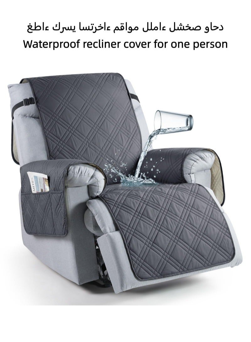 Waterproof Recliner Chair Covers, Recliner Cover Non-Slip Dog Chair Cover Furniture Protector Washable Slipcover with Pocket, Elastic Straps for Kids, Pets - Image 1